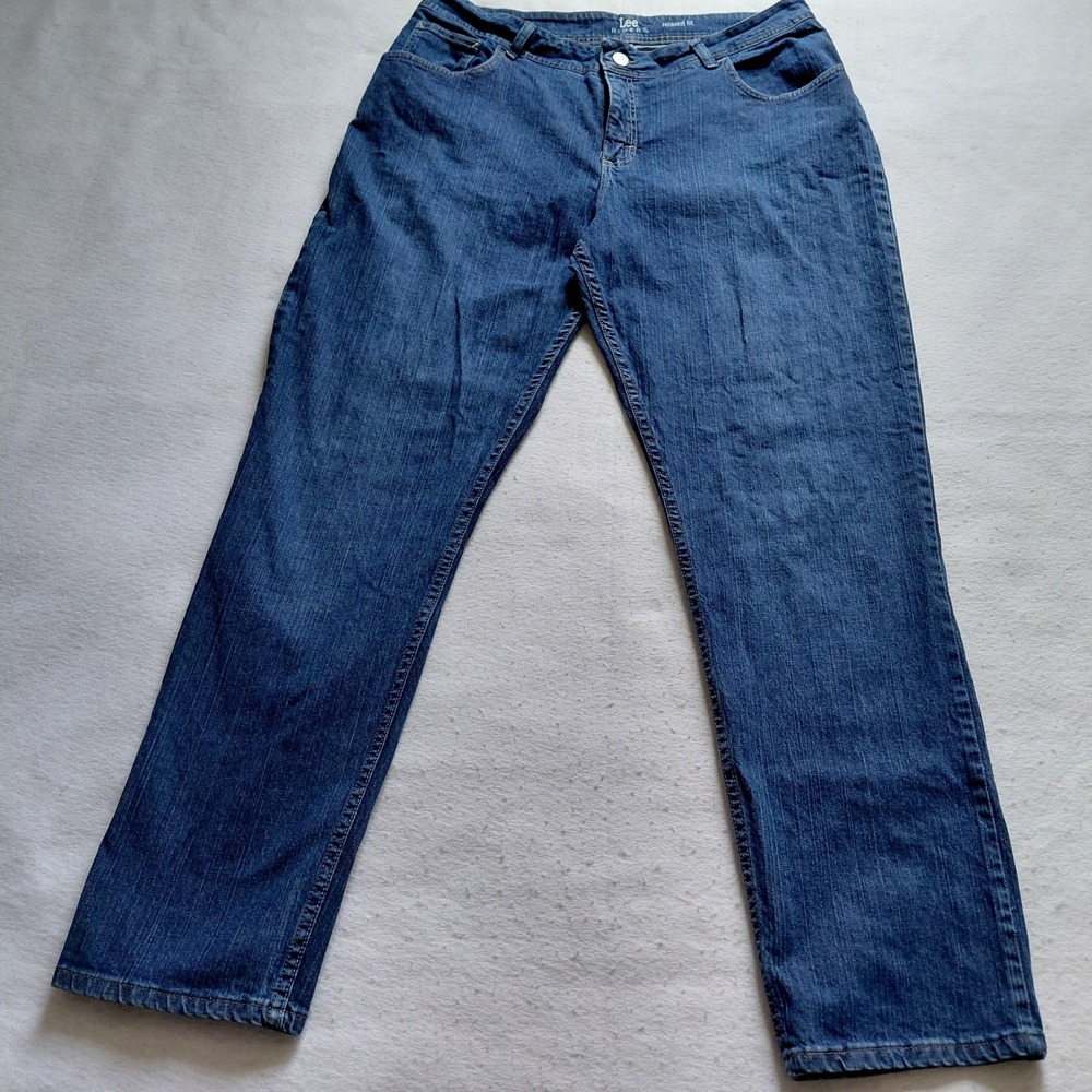 Lee Riders Womens Relaxed Fit Jeans 18W L Blue High Rise Denim Stretch 157G186
